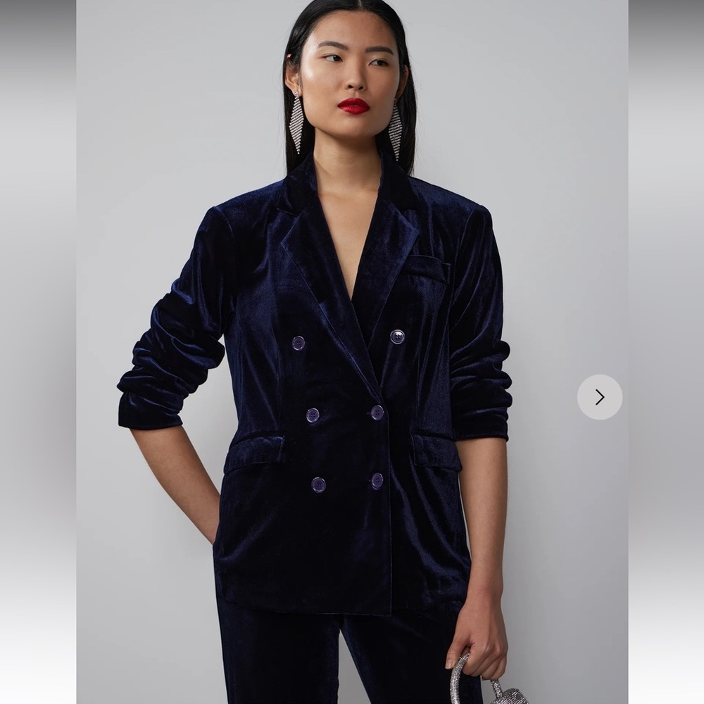 NWT New York & Company Oversized Double Breasted Velvet Blazer - Navy - size M